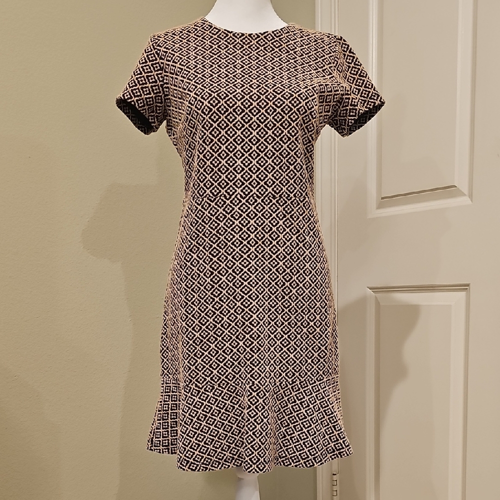 LOFT Black and White Geometric Mini Dress